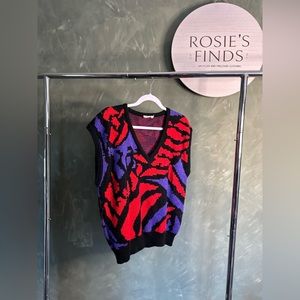 Vintage red and purple sweater vest